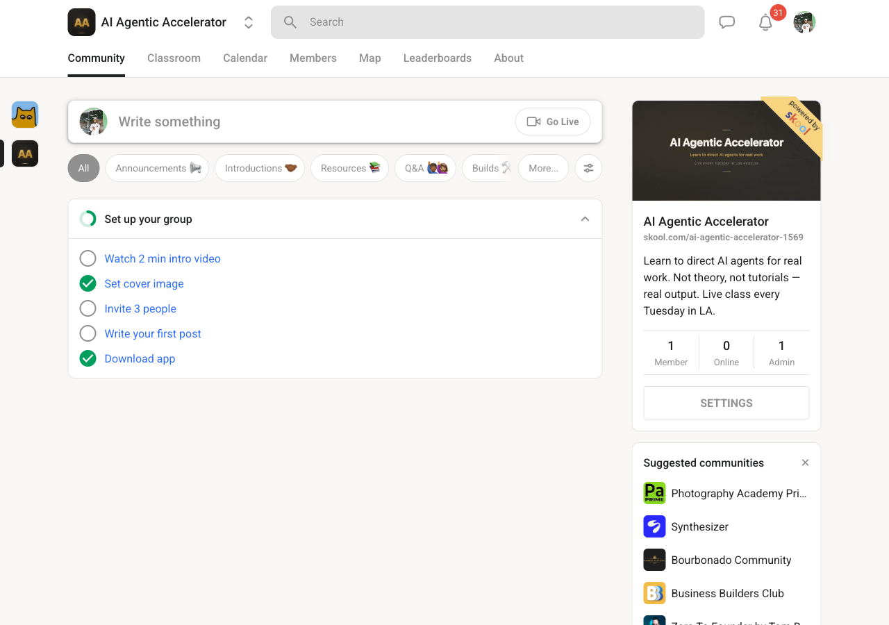AI Agentic Accelerator Skool.com Community — Click to join